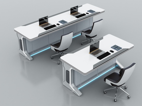  现代办公桌3d模型 