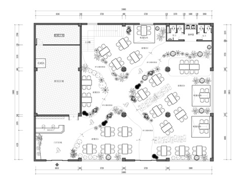  露天餐廳平面布置圖cad施工圖 