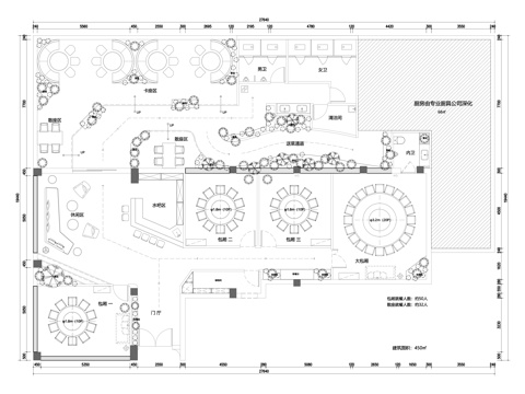  私廚會所平面布置圖cad施工圖 