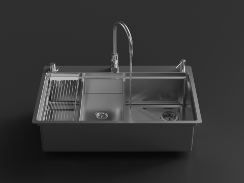  現(xiàn)代不銹鋼水槽3d模型 