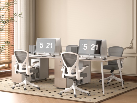  现代办公桌椅3d模型 