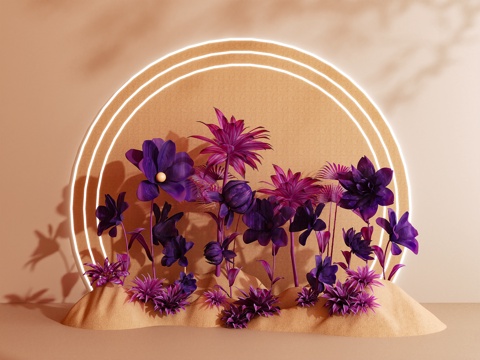  花艺装置 艺术装置 纸艺大花 美陈3d模型 