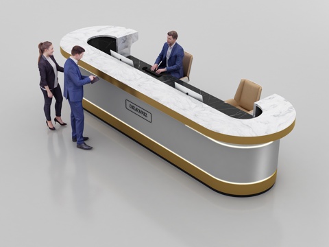  轻奢风前台3d模型 