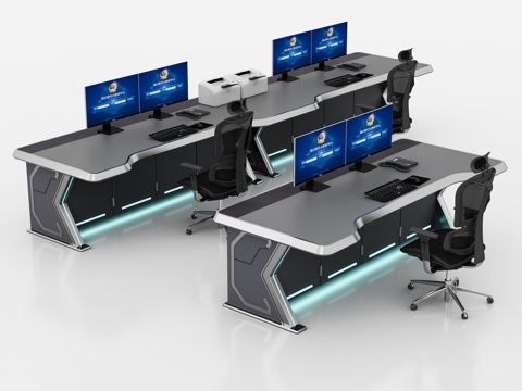  现代控制台办公桌3d模型 