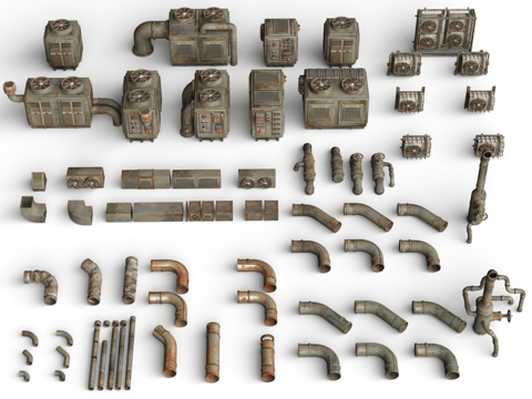  空调外机 通风口 贫民区建筑 废土风格 复古风格 未来末日风3d模型 