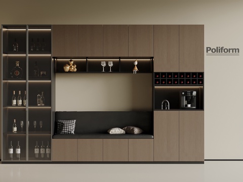  現(xiàn)代卡座酒柜3d模型 