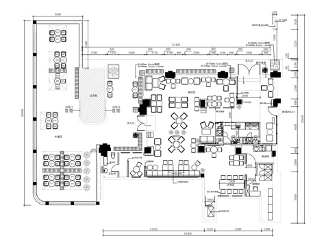  露營西餐廳平面圖cad施工圖 