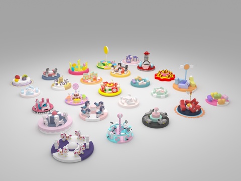  现代 游乐设备 儿童乐园淘气堡转马3d模型 