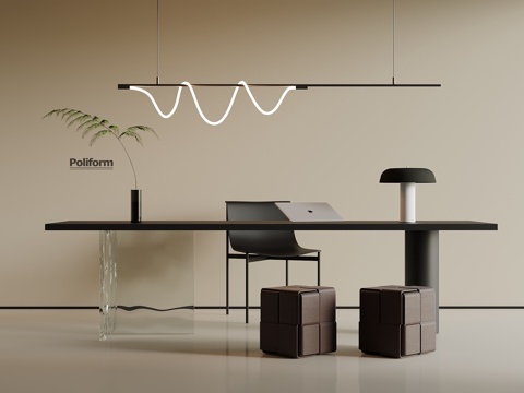 现代书桌椅su模型