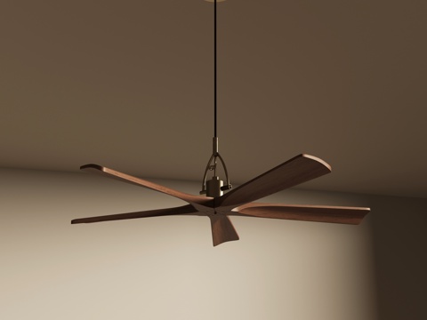  中古风风扇 实木风扇 吊扇3d模型 