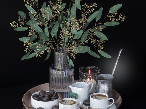  現(xiàn)代意式茶具 咖啡 餅干3d模型 