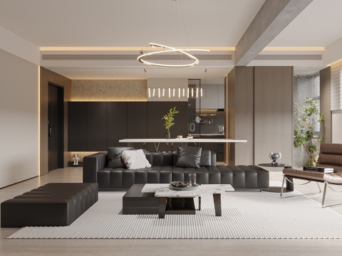  意式極簡(jiǎn)客餐廳3d模型 