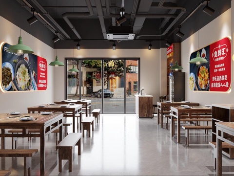  火鍋店3d模型 