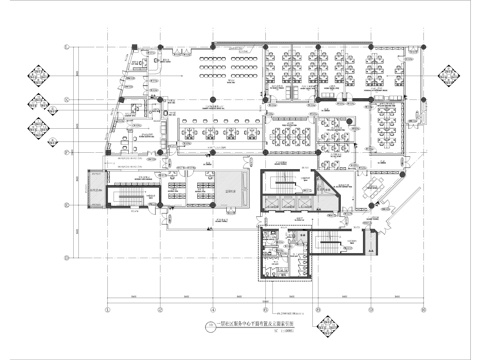  綜合服務(wù)大廳辦公室全套施工圖cad施工圖 