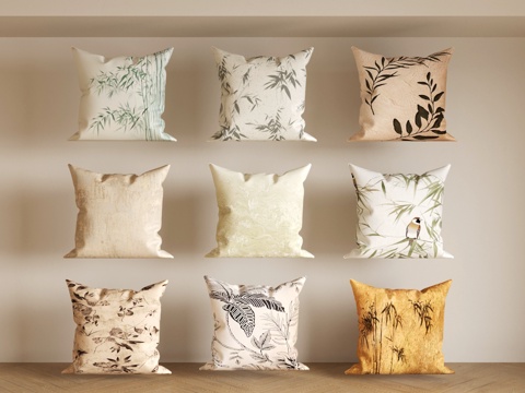  现代意式抱枕 轻奢意式抱枕 沙发抱枕 皮革抱枕 靠枕组合su模型 