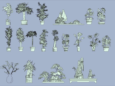  室外綠植盆栽CAD圖庫cad施工圖 