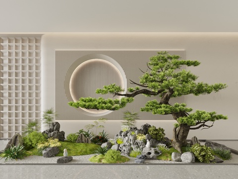  新中式中式景觀 園林景觀造景 景觀小品 庭院景觀 景觀石3d模型 