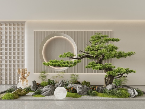  新中式中式景觀 園林景觀造景 景觀小品 庭院景觀 景觀石3d模型 