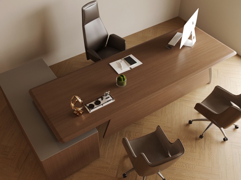  现代意式办公桌椅 现代办公桌椅 老板桌 大班桌 总裁桌3d模型 