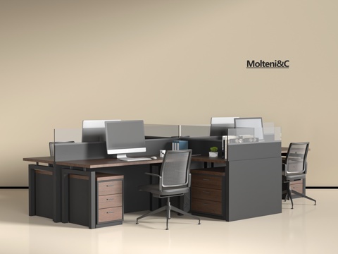  现代办公桌椅3d模型 