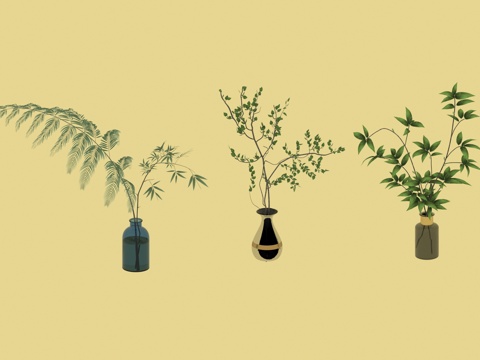  花卉花瓶3d模型 