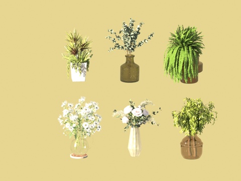  花卉花瓶3d模型 