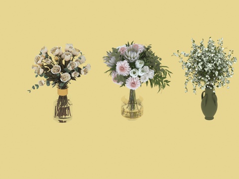  花卉花瓶3d模型 