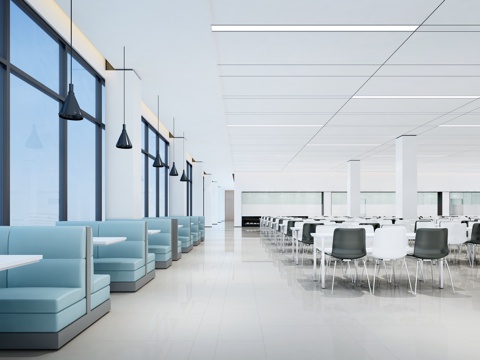  现代公司员工餐厅3d模型 