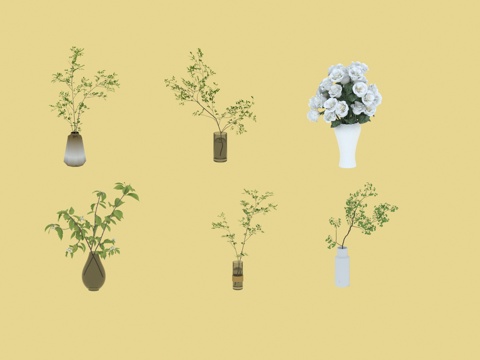  花卉花瓶3d模型 