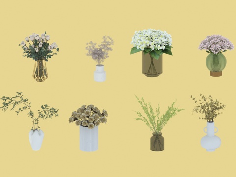  花卉花瓶3d模型 