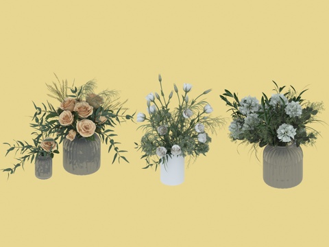  花卉花瓶3d模型 