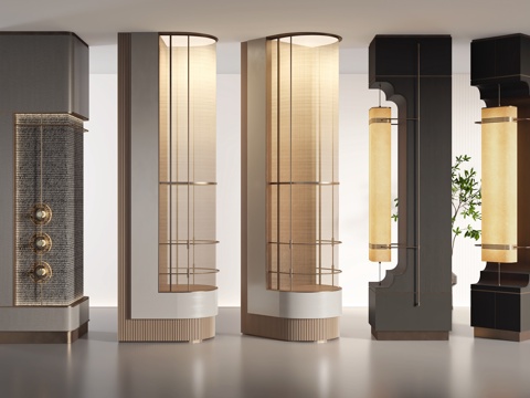  现代轻奢装饰柱 柱子装饰 建筑柱子su模型 