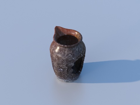  破罐子 陶罐 泥罐 花盆 罐子su模型 