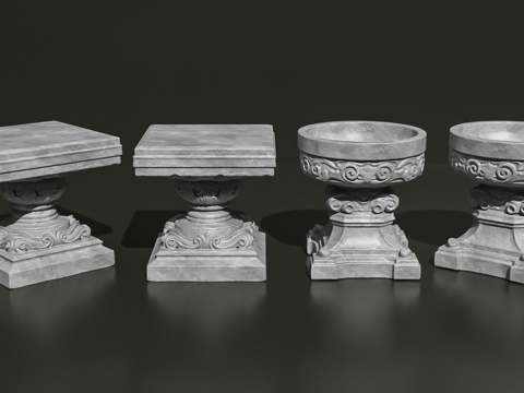  底座石头底座大理石底座柱础雕塑摆件3d模型 