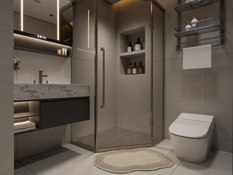  現(xiàn)代衛(wèi)生間3d模型 