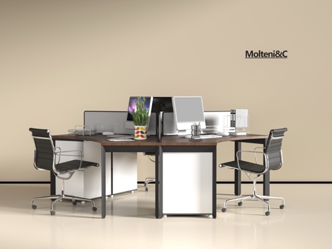  现代办公桌椅3d模型 