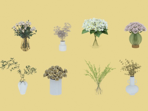  花卉花瓶3d模型 