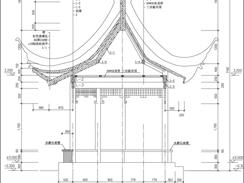  古建六角亭施工圖紙cad施工圖 