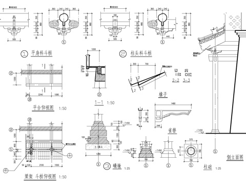  中式古建門大樣cad施工圖 