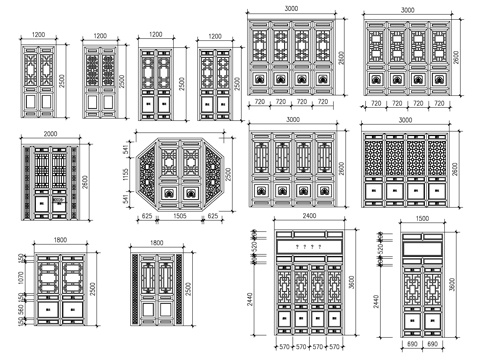  古建筑窗cad施工圖 