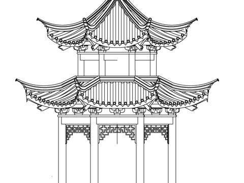  八角亭cad施工圖 