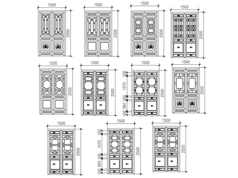  古建筑窗cad施工圖 