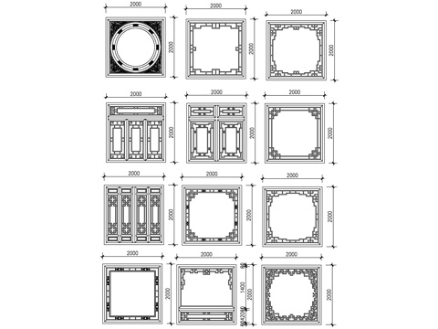  古建筑窗cad施工圖 