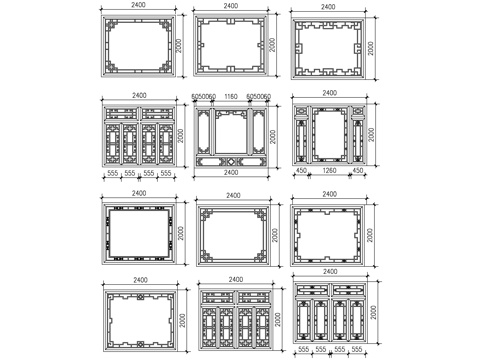  古建筑窗cad施工圖 