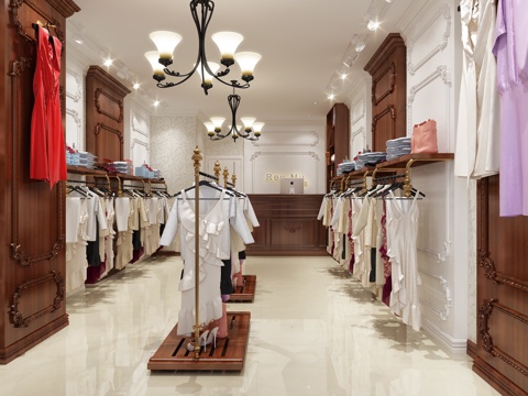  法式欧式复古服装店3d模型 
