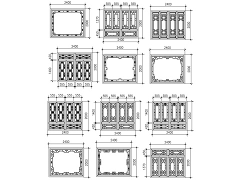  古建筑窗cad施工圖 