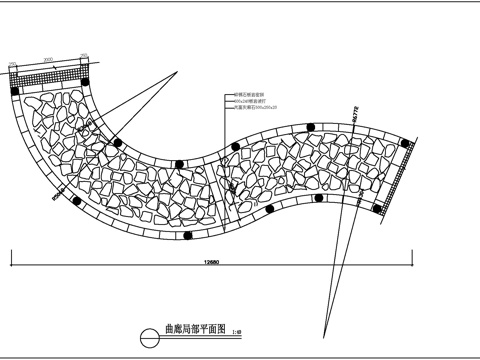  玻璃曲廊大樣詳圖cad施工圖 