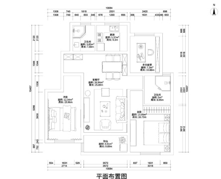  家裝平面圖施工圖cad施工圖 