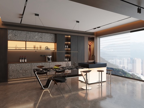  意式風(fēng)格餐廳3d模型 