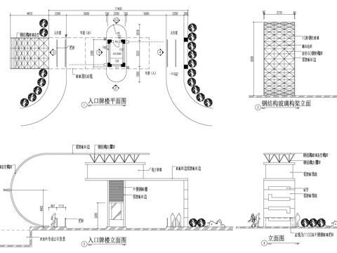  保安亭入口大樣cad施工圖 